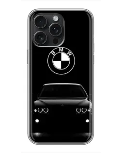 Чехол для iPhone 15 Pro Max с картинкой «BMW — взгляд из темноты»