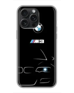 Чехол для iPhone 15 Pro Max с картинкой «Минималистичный принт BMW M3»