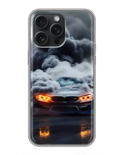 Чехол для iPhone 15 Pro Max с картинкой «BMW в дыму»