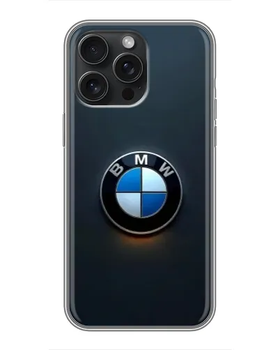 Чехол для iPhone 15 Pro Max с картинкой «Логотип BMW — минимализм»