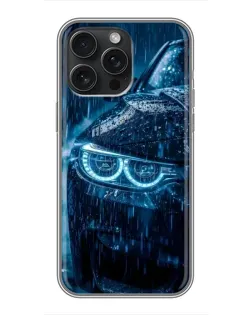 Чехол для iPhone 15 Pro Max с картинкой «BMW под дождем»