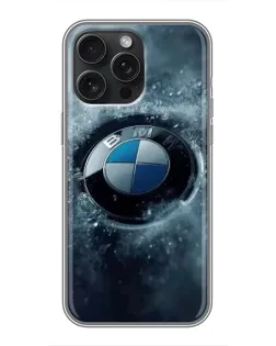 Чехол для iPhone 15 Pro Max с картинкой «Логотип BMW — лед»