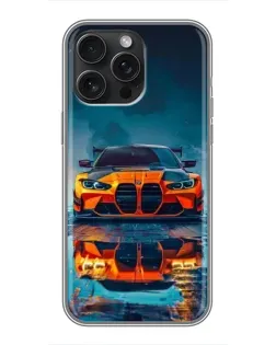 Чехол для iPhone 15 Pro Max с картинкой «BMW — золотая эмблема»