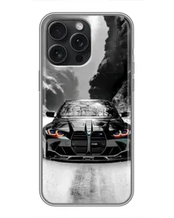 Чехол для iPhone 15 Pro Max с картинкой «BMW — акварельный дрифт»