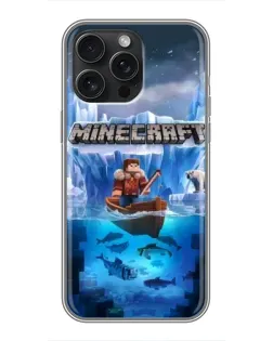 Чохол для iPhone 15 Pro Max з картинкою «Minecraft льодянийсвіт»