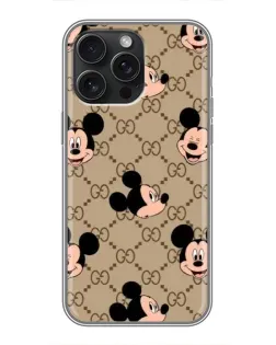 Чехол для iPhone 15 Pro Max с картинкой «Брендовый паттерн Микки»