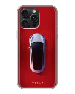 Чехол для iPhone 15 Pro Max с картинкой «Tesla Top View»