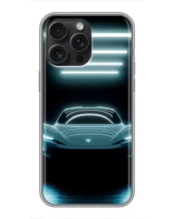 Чехол для iPhone 15 Pro Max с картинкой «Tesla в неоне» Чехол для iPhone 15 Pro Max с картинкой «Tesla в неоне»