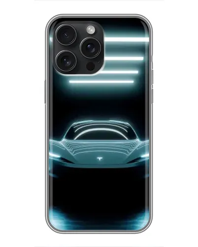 Чехол для iPhone 15 Pro Max с картинкой «Tesla в неоне»