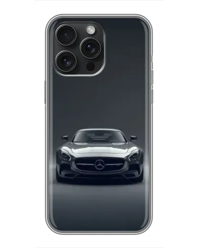 Чехол для iPhone 15 Pro Max с картинкой «Mercedes на черном»