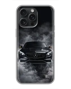 Чехол для iPhone 15 Pro Max с картинкой «Mercedes в дыму»