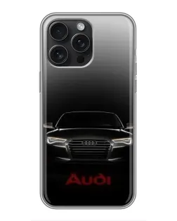Чехол для iPhone 15 Pro Max с картинкой «Audi — градиентный контур»