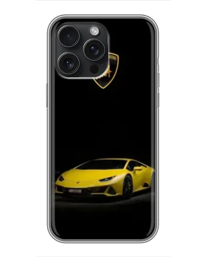 Чехол для iPhone 15 Pro Max с картинкой «Lamborghini желтый акцент»