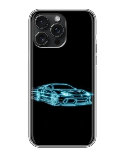 Чехол для iPhone 15 Pro Max с картинкой «Неоновый контур Lamborghini»