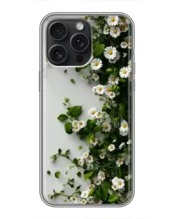 Чехол для iPhone 15 Pro Max с картинкой «Ветка мелких белых цветов»