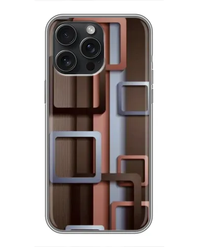 Чехол для iPhone 15 Pro Max с картинкой «Коричневые объемные квадраты»