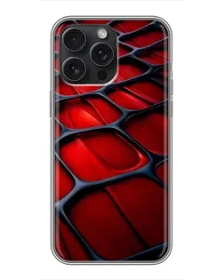 Чехол для iPhone 15 Pro Max с картинкой «Красная глянцевая сетка»