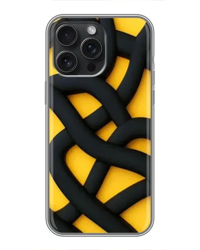 Чехол для iPhone 15 Pro Max с картинкой «Черное желтое переплетение»