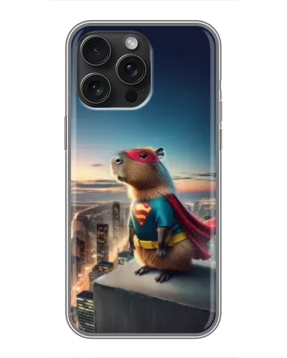 Чехол для iPhone 15 Pro Max с картинкой «Капи-мен супергерой»