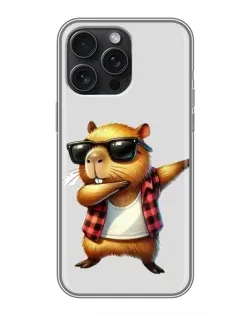 Чехол для iPhone 15 Pro Max с картинкой «Капибара рэпер даб»
