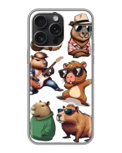 Чехол для iPhone 15 Pro Max с картинкой «Крутые капибары музыканты»