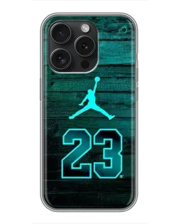 Чехол для iPhone 15 Pro с картинкой «Jordan Cyan 23»