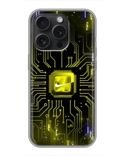 Чехол для iPhone 15 Pro с картинкой «Nike — золотая искра» Чехол для iPhone 15 Pro с картинкой «Nike — золотая искра»