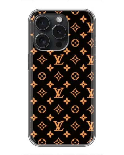 Чехол для iPhone 15 Pro с картинкой «Золотая монограмма LV»
