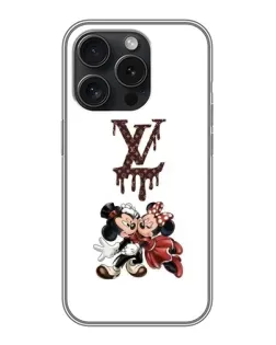 Чехол для iPhone 15 Pro с картинкой «LV и Микки Маус»