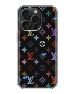 Чехол для iPhone 15 Pro с картинкой «Цветная монограмма LV»