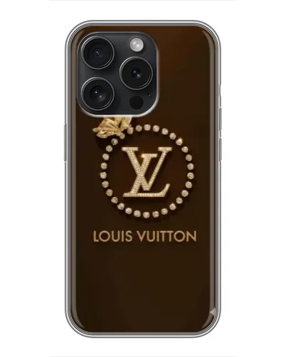 Чехол для iPhone 15 Pro с картинкой «LV — золотая печать»