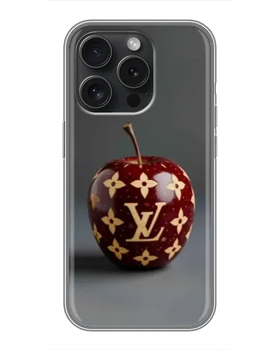 Чехол для iPhone 15 Pro с картинкой «Красное яблоко LV»