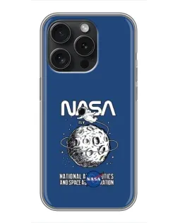 Чехол для iPhone 15 Pro с картинкой «NASA — лунная миссия»
