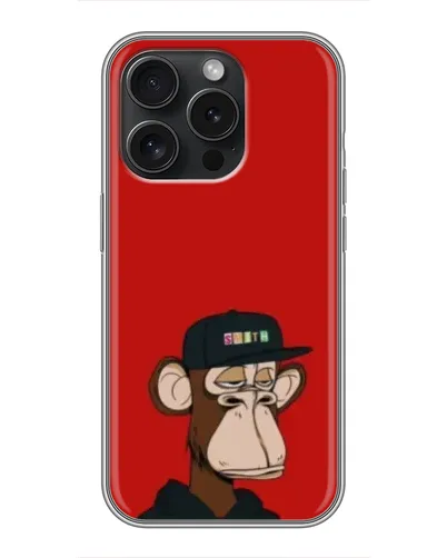 Чехол для iPhone 15 Pro с картинкой «Bored Ape — красный фон» Чехол для iPhone 15 Pro с картинкой «Bored Ape — красный фон»