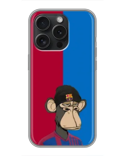 Чехол для iPhone 15 Pro с картинкой «Bored Ape — фанат Барсы» Чехол для iPhone 15 Pro с картинкой «Bored Ape — фанат Барсы»