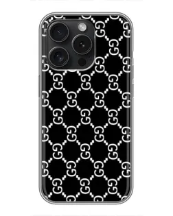 Чехол для iPhone 15 Pro с картинкой «Gucci — сетчатый паттерн»