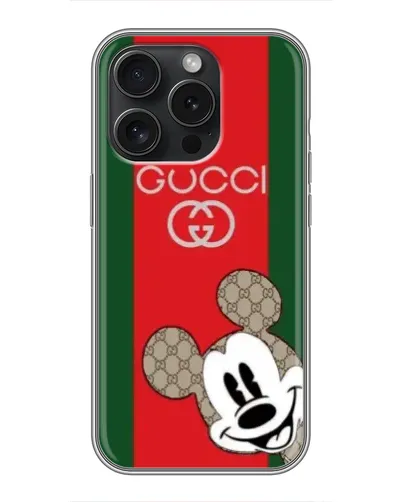 Чохол для iPhone 15 Pro з картинкою «Gucci — смуги та Міккі»
