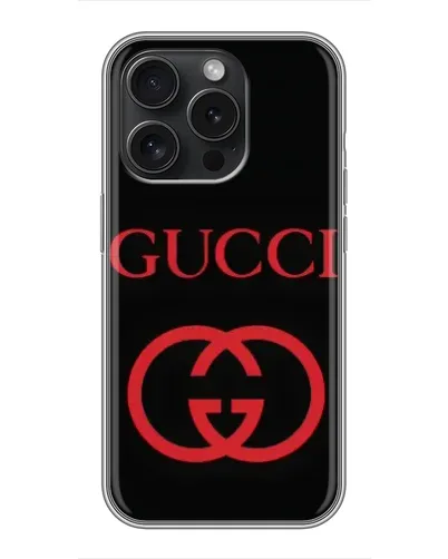 Чохол для iPhone 15 Pro з картинкою «Gucci — червоний логотип»