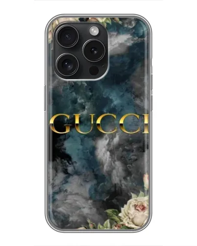 Чохол для iPhone 15 Pro з картинкою «Абстрактні квіти Gucci»