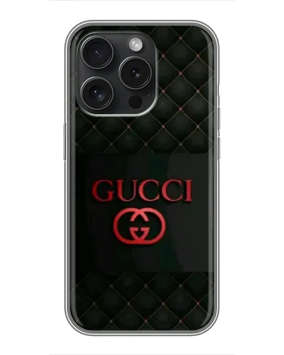 Чохол для iPhone 15 Pro з картинкою «Gucci — стьобаний чорний»