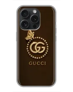 Чохол для iPhone 15 Pro з картинкою «Gucci — золотий метелик» Чохол для iPhone 15 Pro з картинкою «Gucci — золотий метелик»