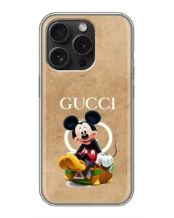 Чохол для iPhone 15 Pro з картинкою «Міккі Маус Gucci — крафт» Чохол для iPhone 15 Pro з картинкою «Міккі Маус Gucci — крафт»