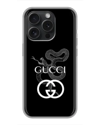 Чохол для iPhone 15 Pro з картинкою «Gucci — срібна змія»