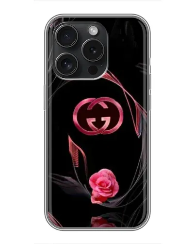 Чохол для iPhone 15 Pro з картинкою «Gucci — неонова троянда»