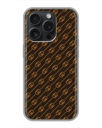 Чохол для iPhone 15 Pro з картинкою «Gucci — золоті діагоналі»