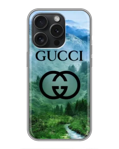 Чохол для iPhone 15 Pro з картинкою «Gucci — гірський пейзаж»