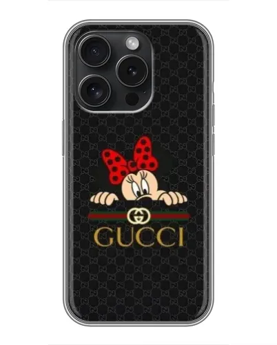 Чохол для iPhone 15 Pro з картинкою «Мінні Маус Gucci — чорний»