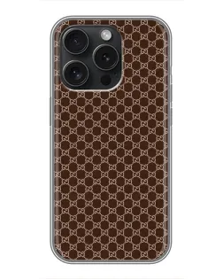 Чохол для iPhone 15 Pro з картинкою «Gucci — шоколадна сітка» Чохол для iPhone 15 Pro з картинкою «Gucci — шоколадна сітка»