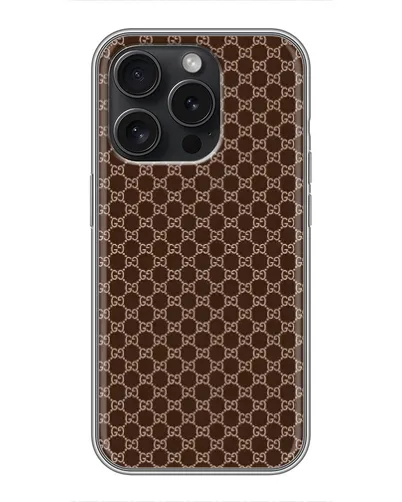 Чохол для iPhone 15 Pro з картинкою «Gucci — шоколадна сітка» Чохол для iPhone 15 Pro з картинкою «Gucci — шоколадна сітка»