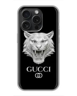 Чохол для iPhone 15 Pro з картинкою «Gucci — срібний лев» Чохол для iPhone 15 Pro з картинкою «Gucci — срібний лев»